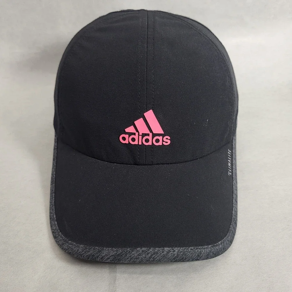 ADIDAS CLIMALITE 3 BAR ADJUSTABLE STRAPBACK BASEBALL HAT/CAP, BLACK, LIGHTWEIGHT